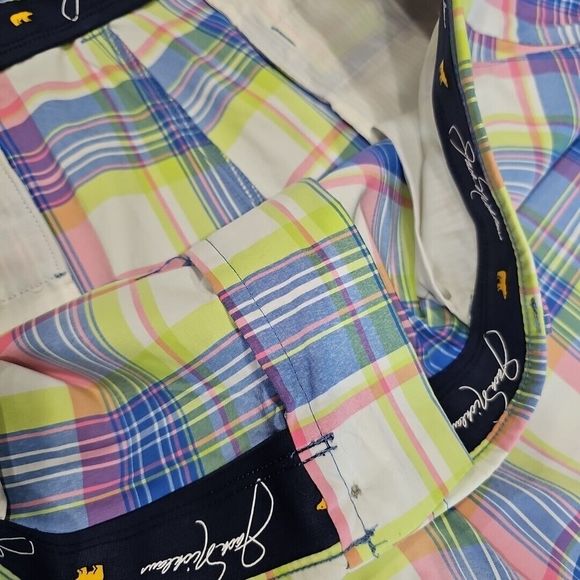 Jack Nicklaus Men's Golf Shorts Plaid Pink & Blue Pockets Classic Size 42 - Picture 4 of 4